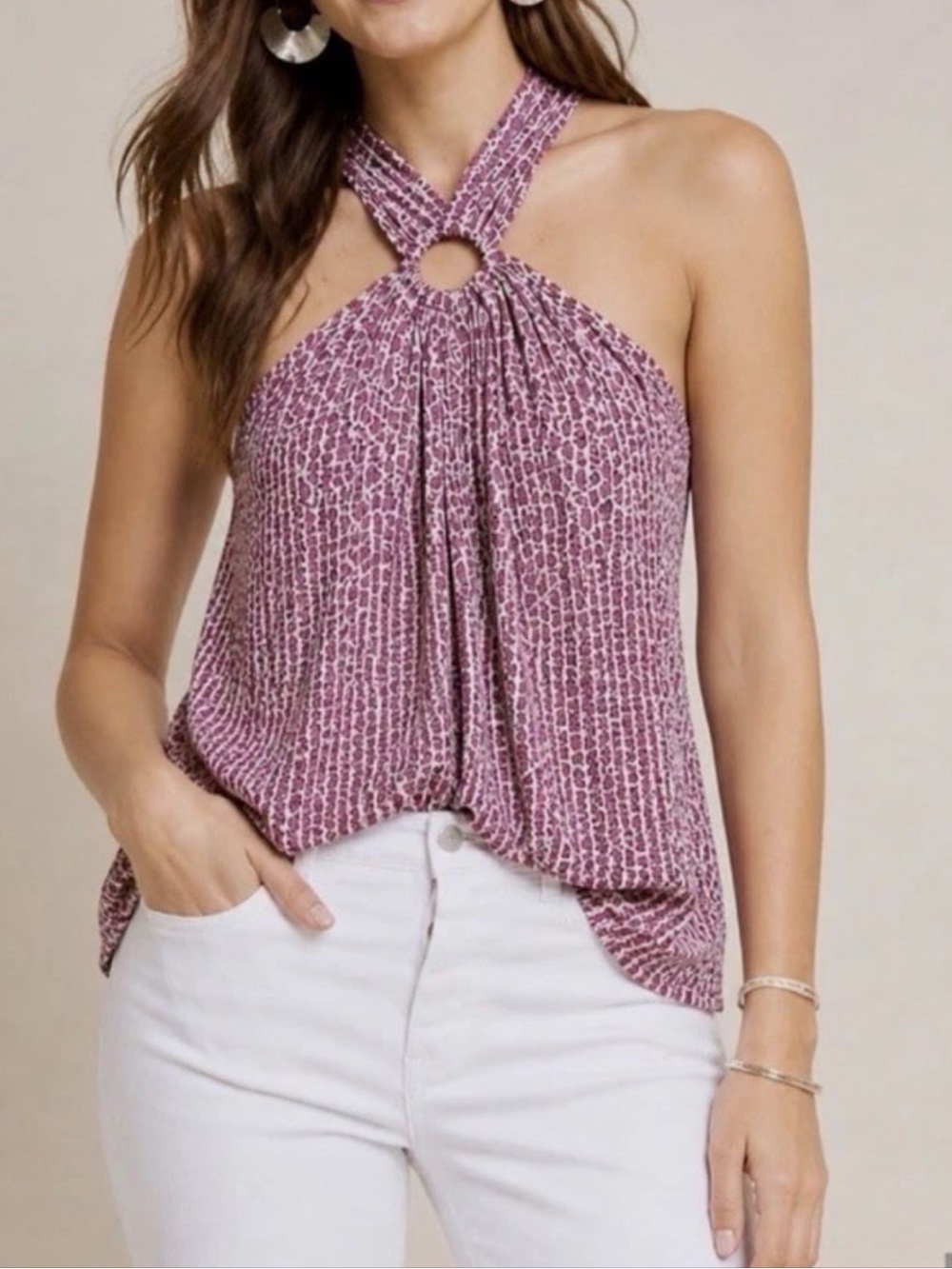 Anthropologie Maeve Halter Ring-Front Camisole
